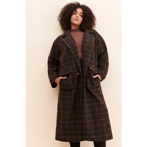 Hutch Windowpane Oversized Plaid Wool Blend Overcoat Size 1X